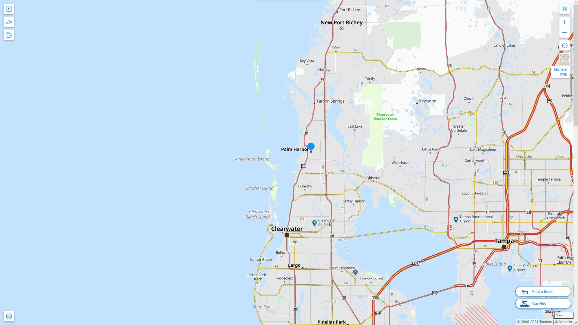 Palm Harbor Florida Highway and Road Map